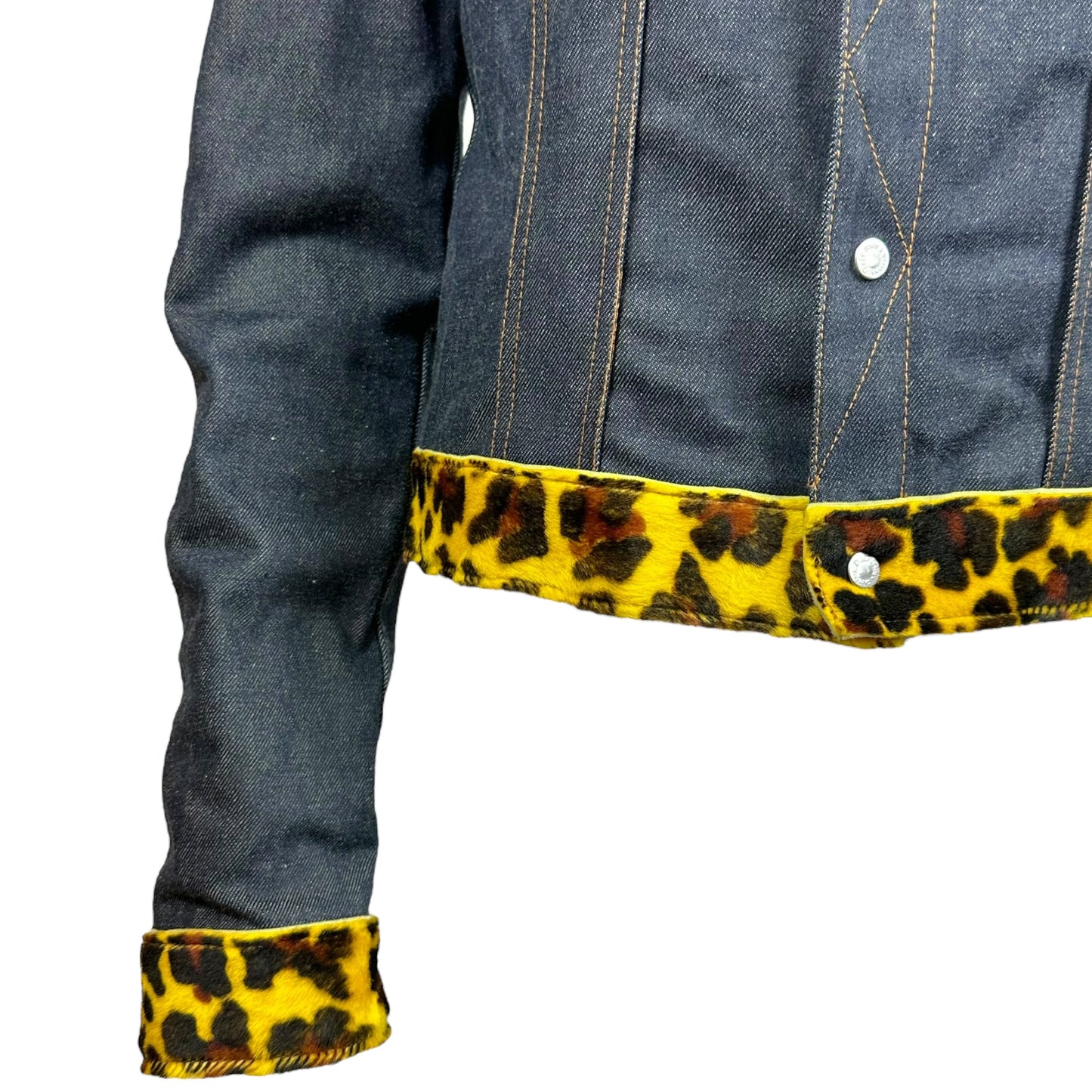 D&G Dolce & Gabbana Yellow Leopard Accent Denim Jacket - Outfit Repeater
