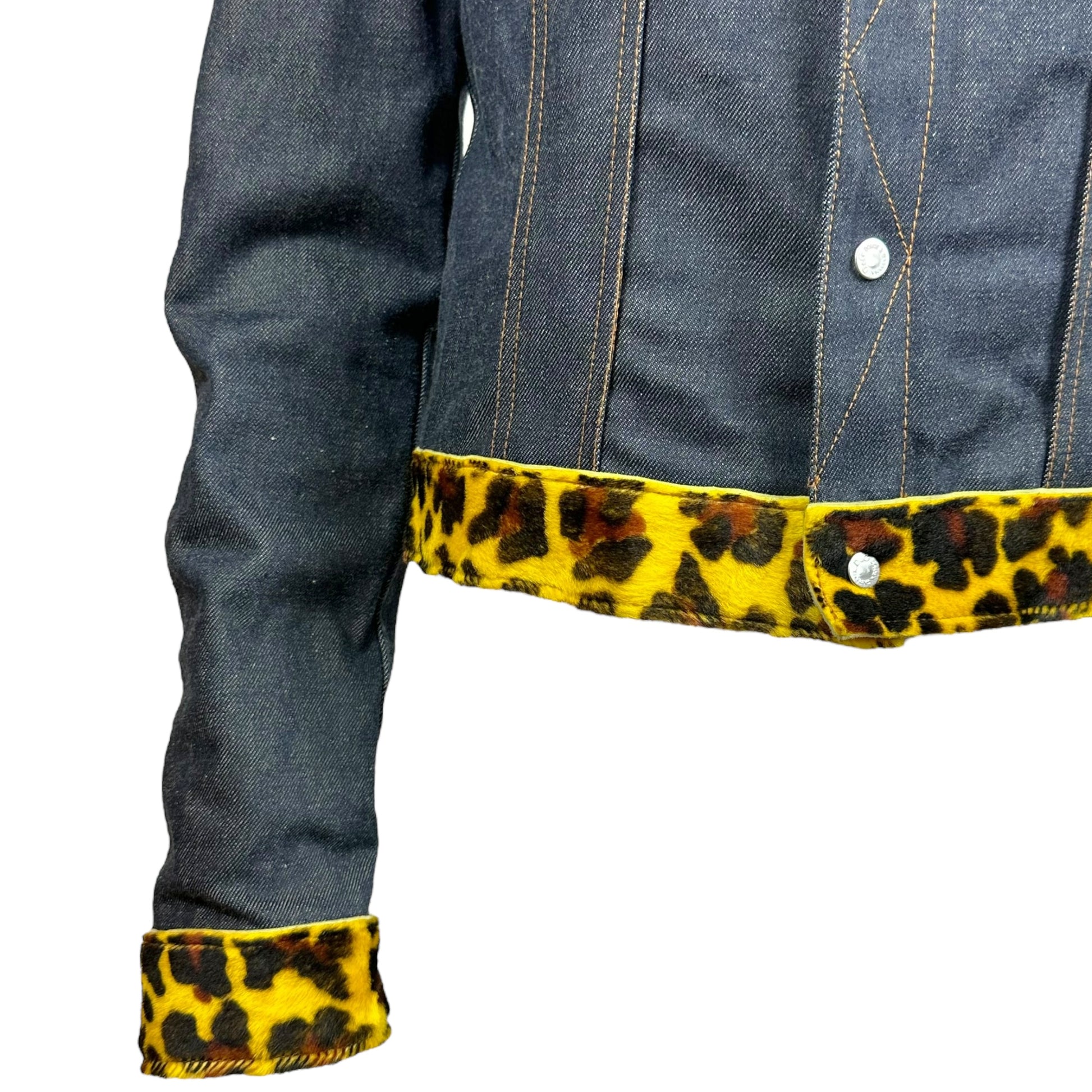D&G Dolce & Gabbana Yellow Leopard Accent Denim Jacket - Outfit Repeater