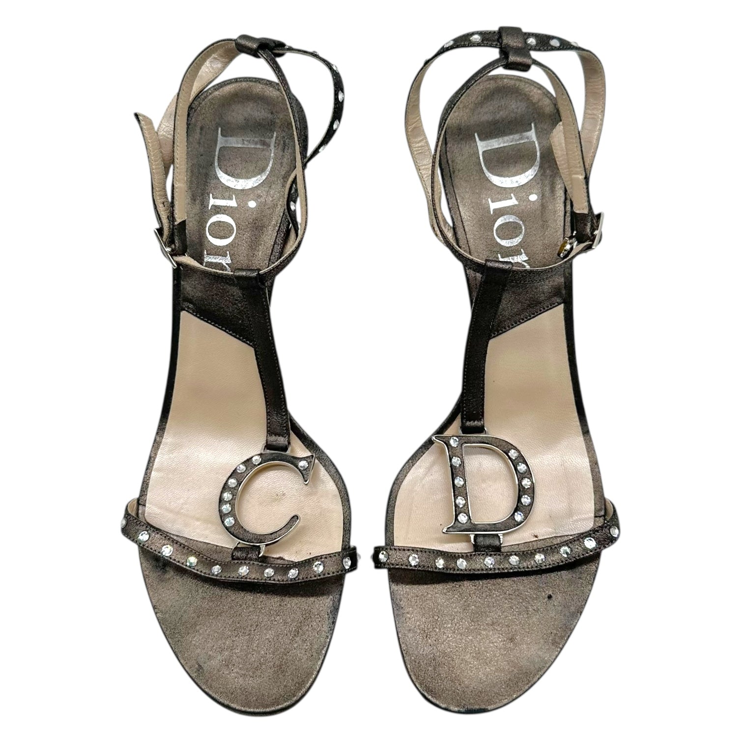Christian Dior Rhinestone Studded CD Logo Sandal Heels - Outfit Repeater