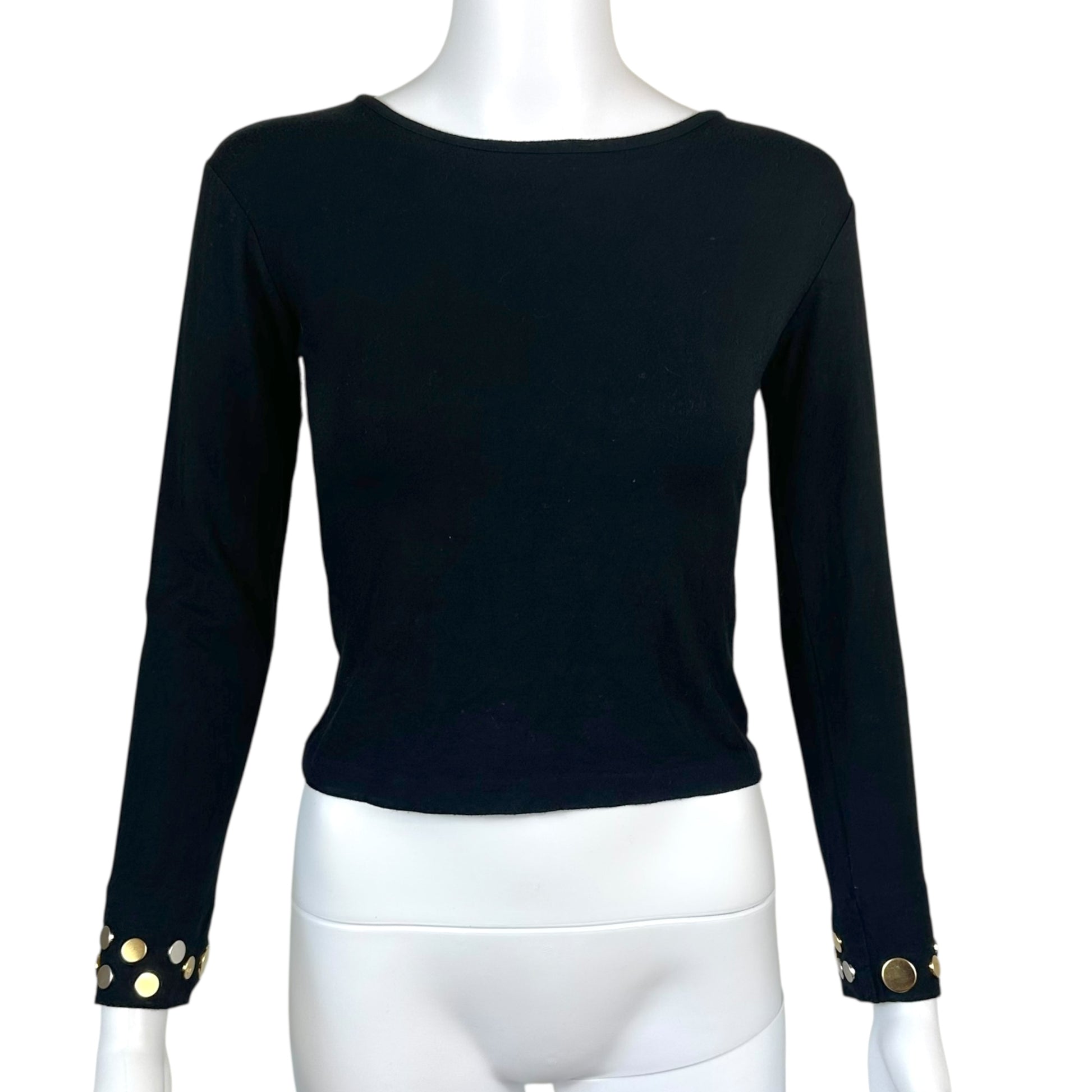 Fendi Jeans Black Longsleeve w/ Studded Logo Sleeves - Outfit Repeater