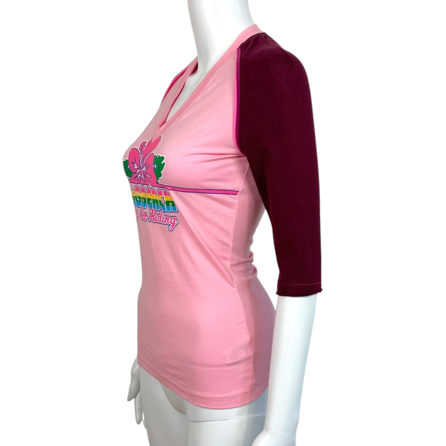 D&G Dolce & Gabbana Beachwear Pink Hibiscus Logo 1/2 Sleeve T-Shirt