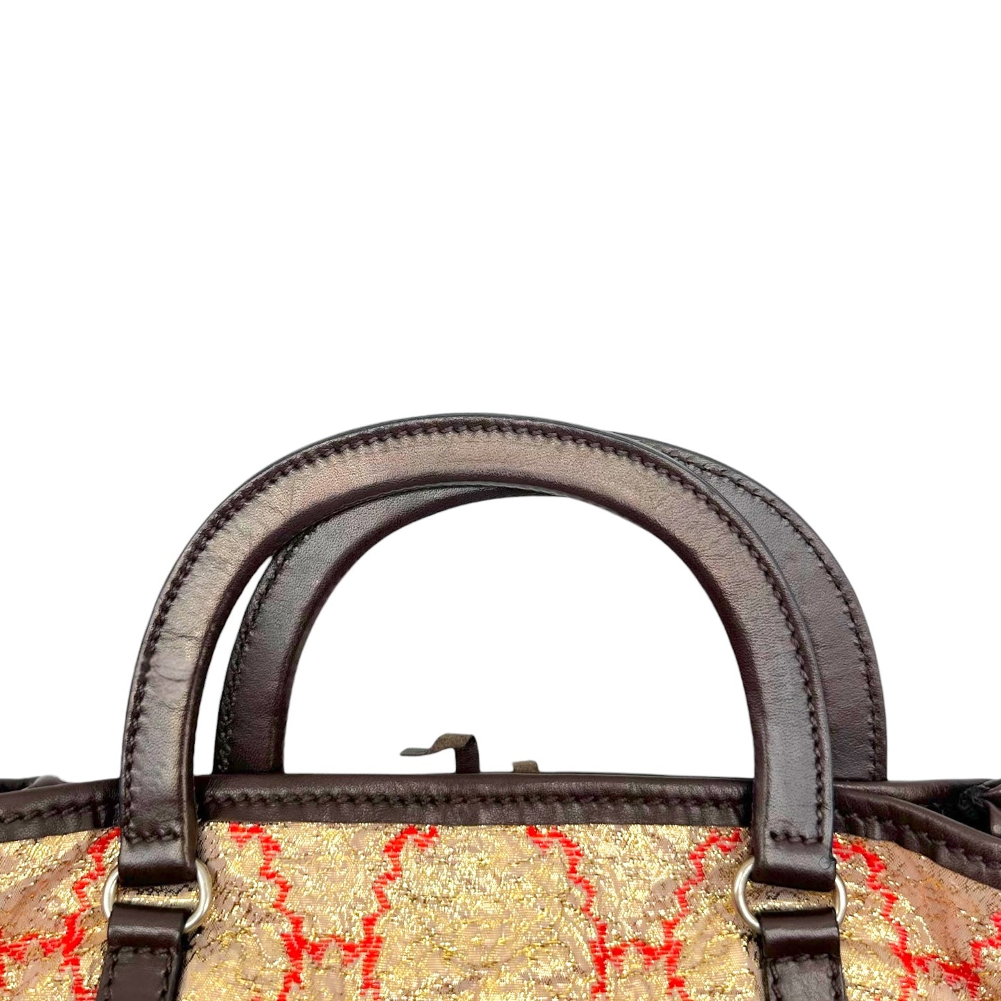 Prada Red & Gold Metallic Damask Handbag