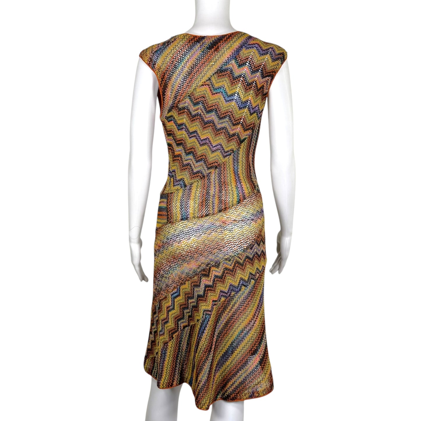 Missoni Midi Dress Burnt Orange Multicolor Knit Semi-Sheer