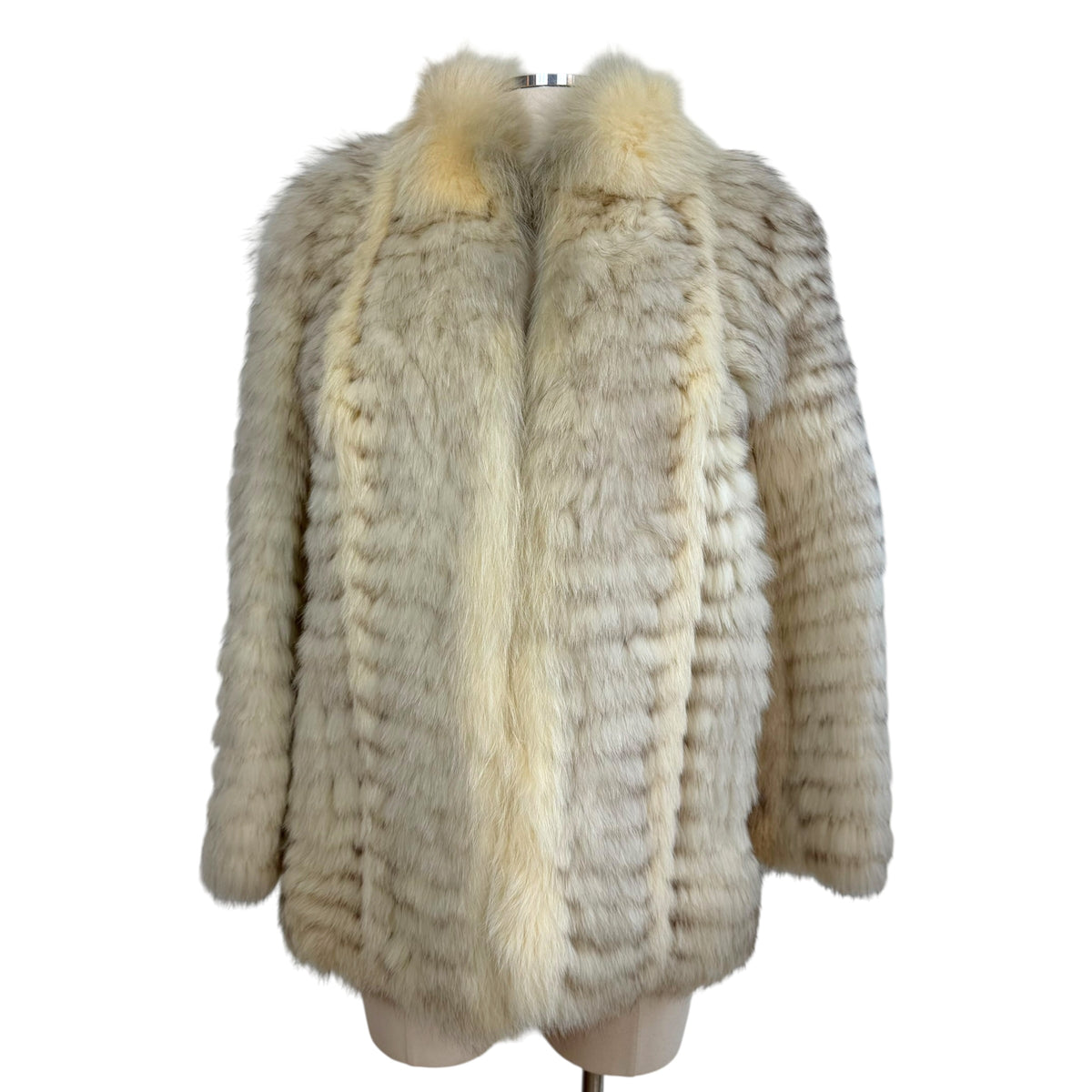 Saga Fox White Striped Fox Fur Coat