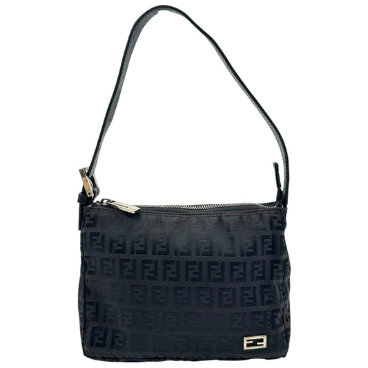 Fendi Black Zucchino Monogram Shoulder Pochette Bag