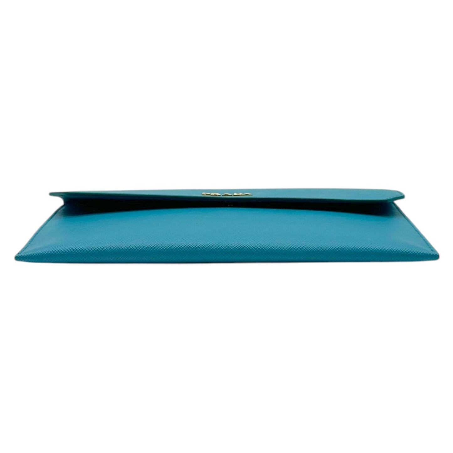Prada Turquoise Saffiano Leather Envelope Clutch