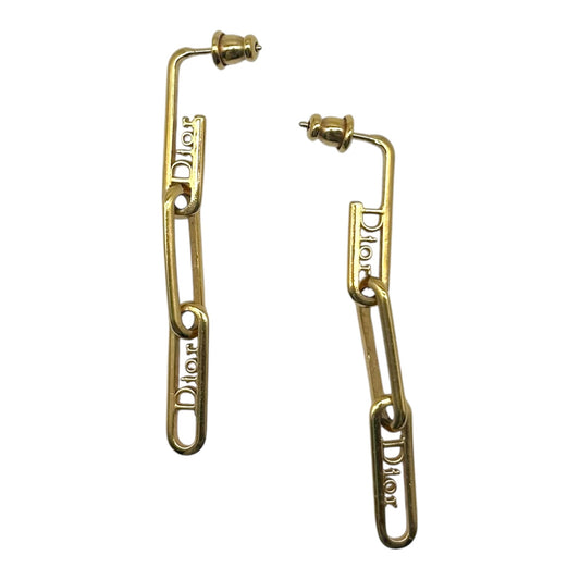 Christian Dior Gold Paper Chain Dangly Earrings
