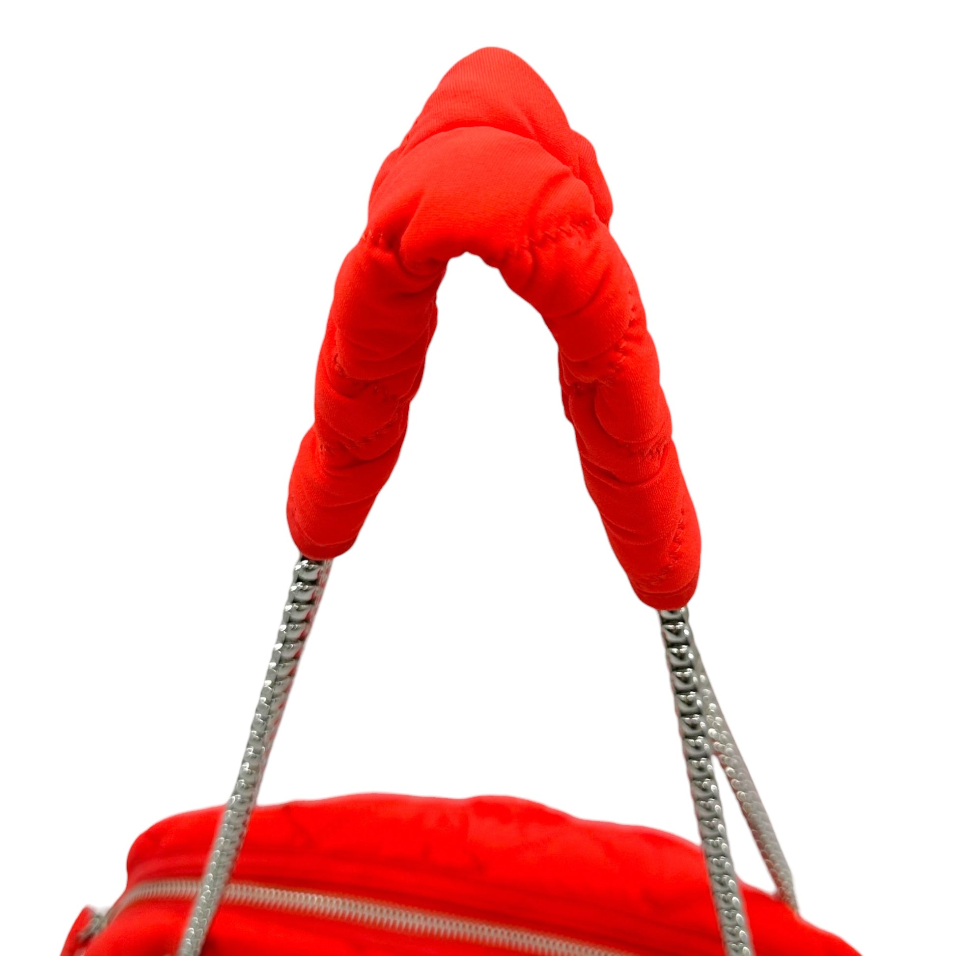 Chanel Bubble Quilt Bowler Bag Neon Red-Orange