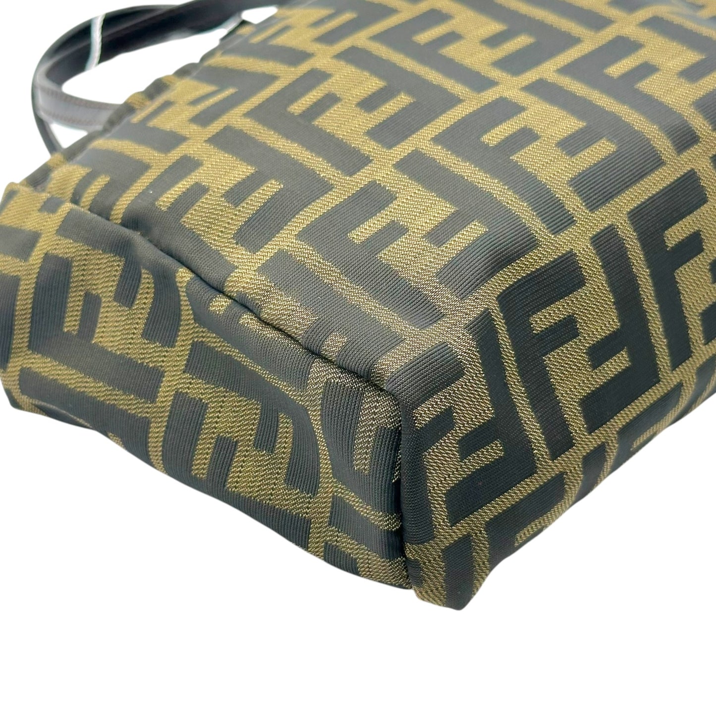 Fendi Brown Classic Zucca Monogram Top Handle Square Pochette Bag