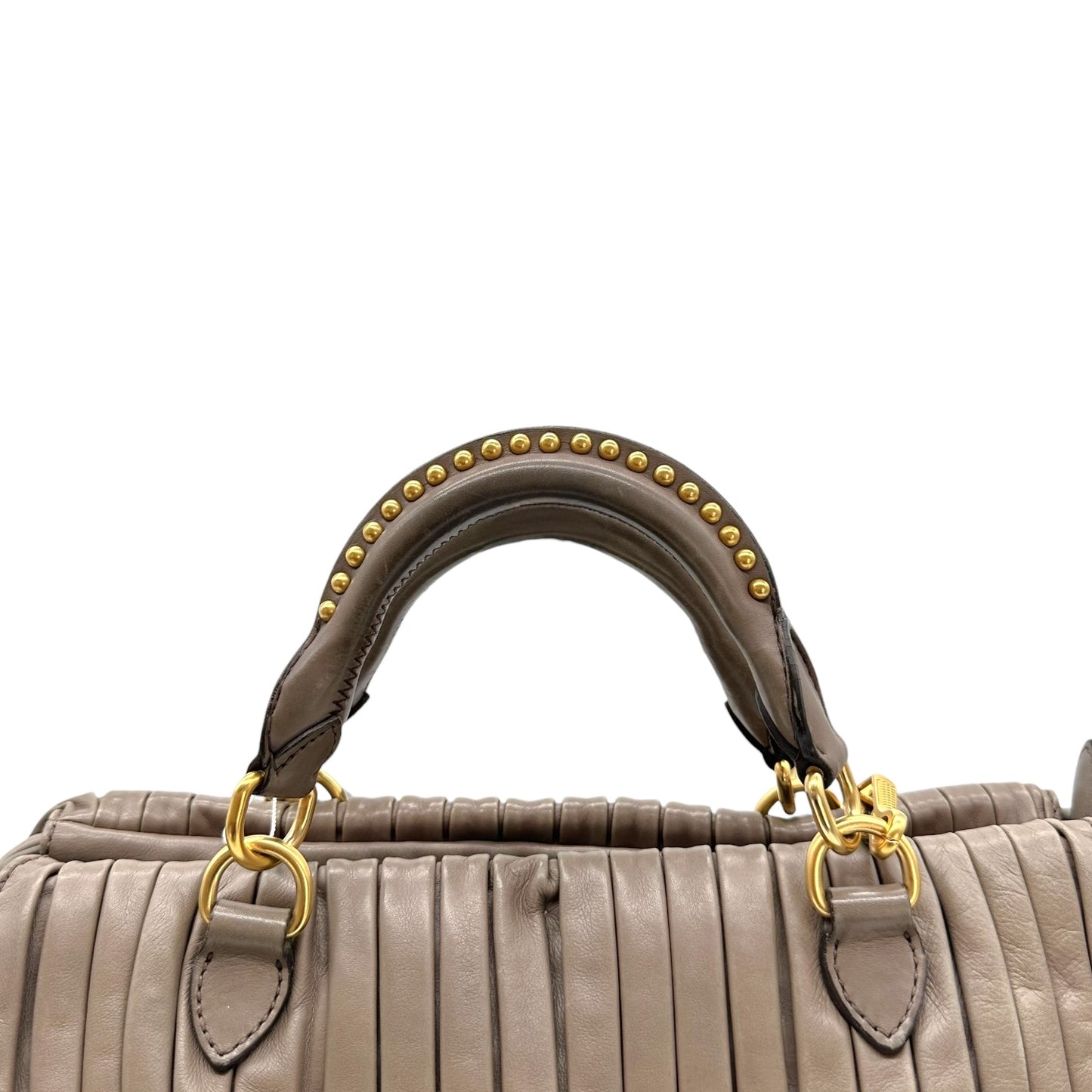 Miu Miu Gray & Gold Quilted East West 2-Way Bowler Bag