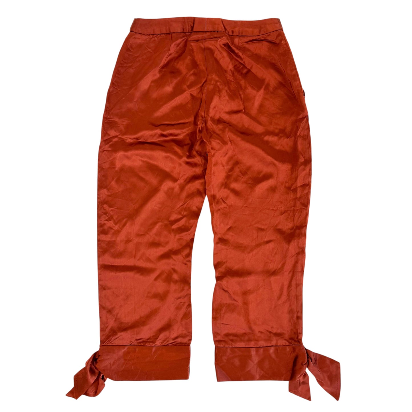 Versace Versus Dark Orange Iridescent Satin Cropped Capri Pants
