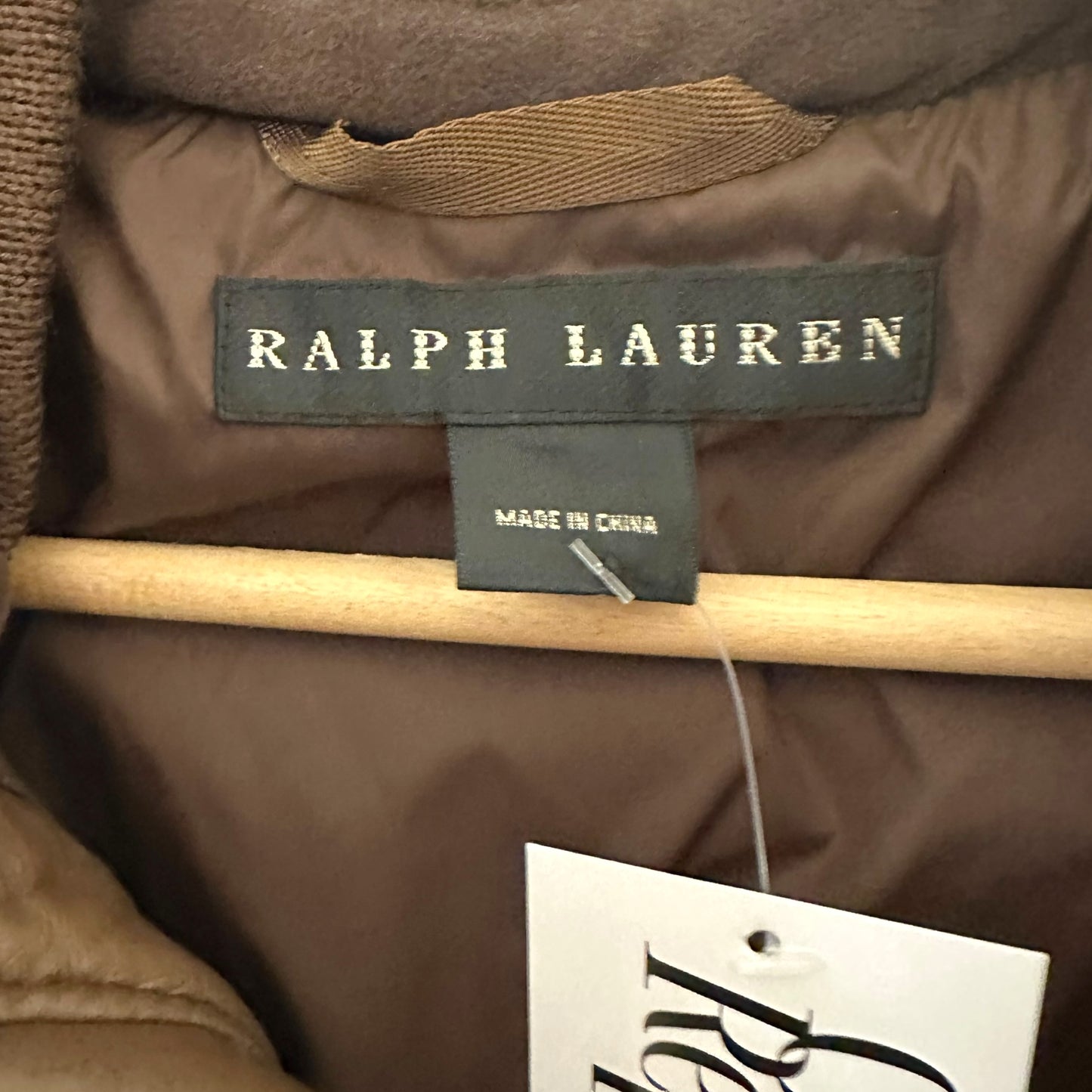 Ralph Lauren Black Label Brown Lambskin Down-Fill Fur Trim Puffer Coat