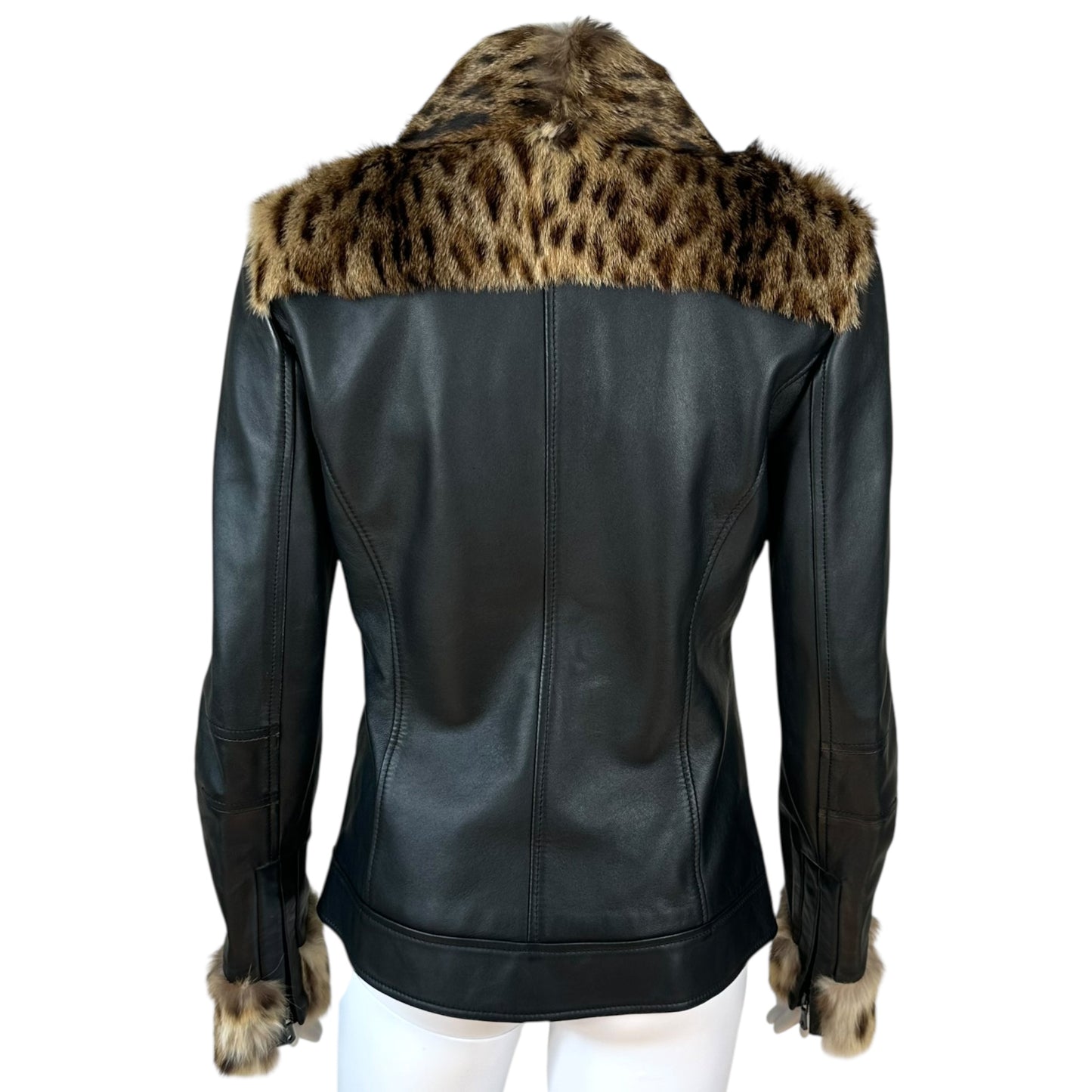 Dolce & Gabbana Leopard Print Fur Trim Coat