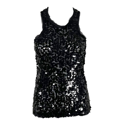 Plein Sud Black Sequin Semi Sheer Tank Top