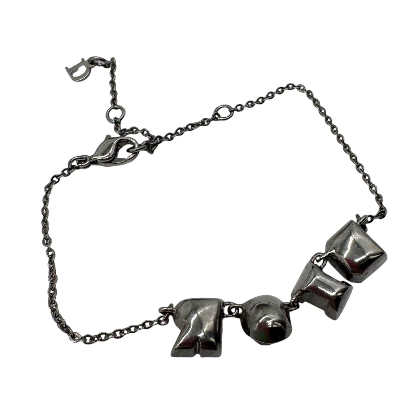 Christian Dior Silver & Red Crystal Logo Bracelet - Outfit Repeater