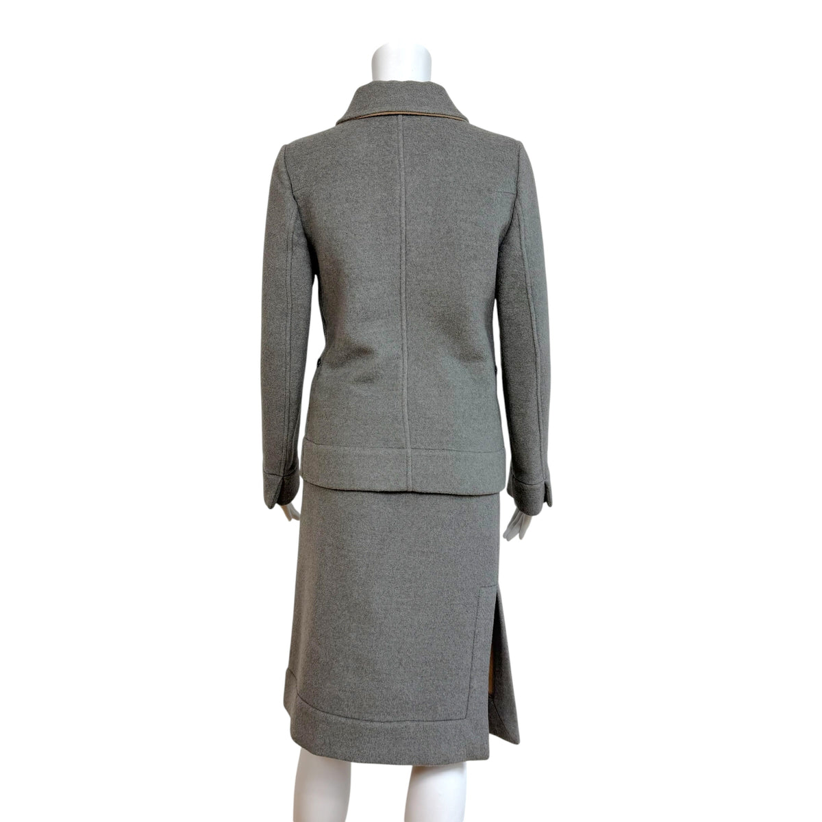 Dolce & Gabbana Gray Camel Double-Sided Midi Skirt Coat Set
