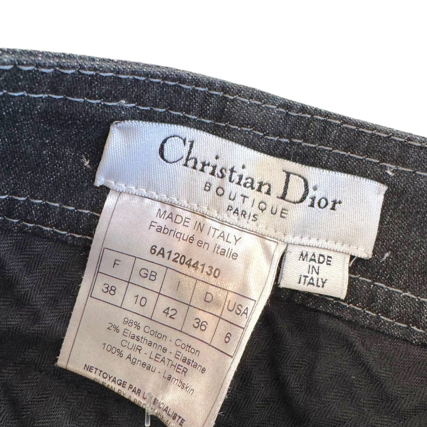 Christian Dior F/W 2006 Leather Stitch Trim Low Rise Dark Wash Jeans