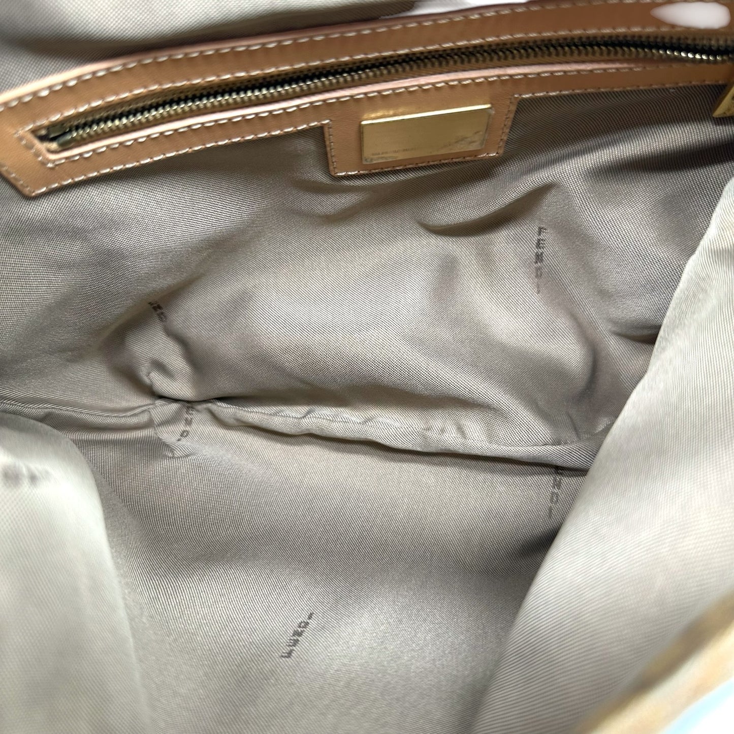 Fendi Tan & Gold Small Crescent Baguette Shoulder Bag