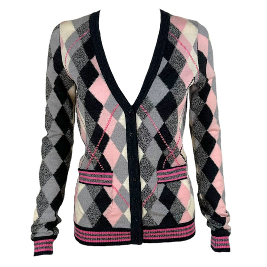 John Galliano F/W 2004 Pink & Gray Argyle Cardigan *AS IS*