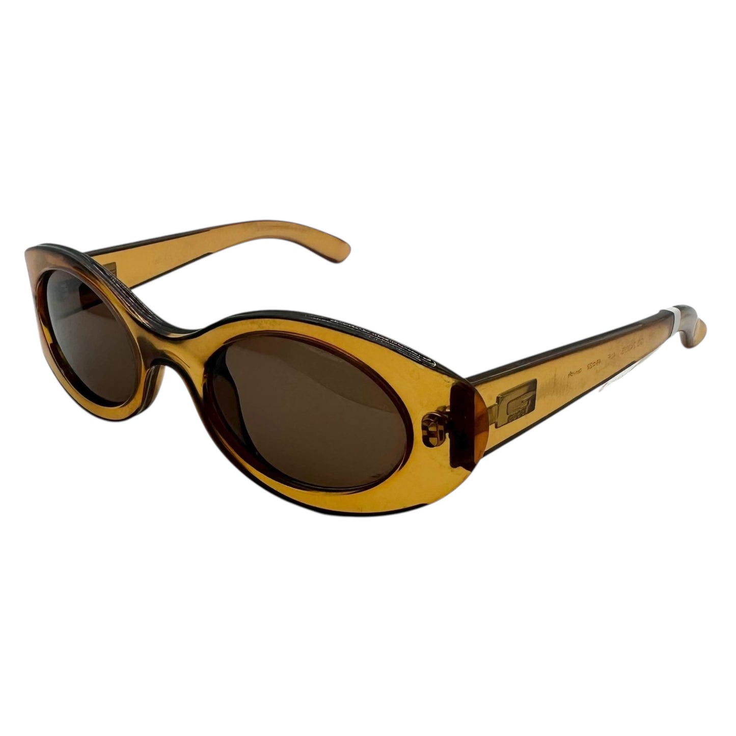 Gucci 90's Brown / Yellow Transparent Oval Sunglasses - Outfit Repeater