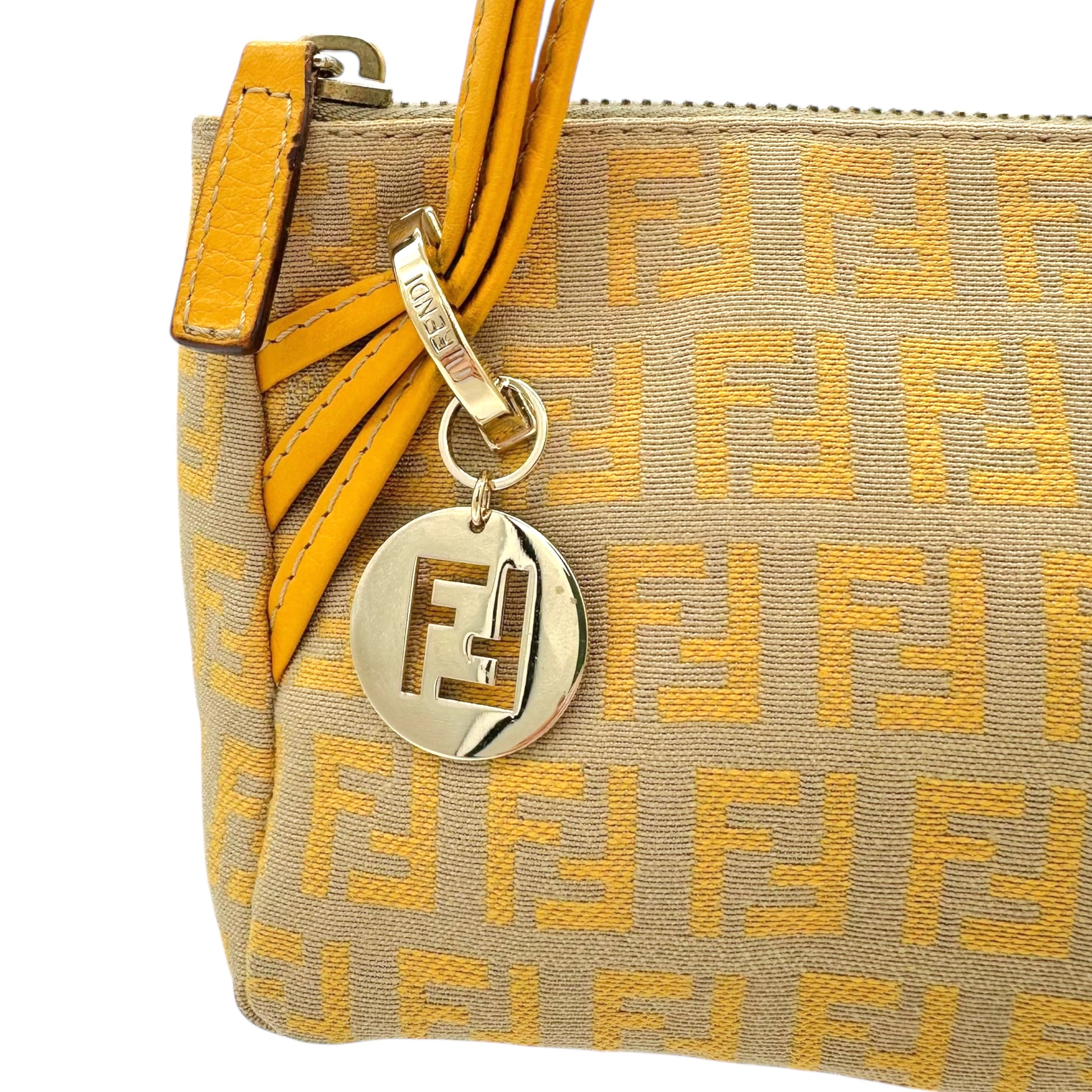 Fendi Yellow & Tan Zucchino Monogram Pochette Bag - Outfit Repeater