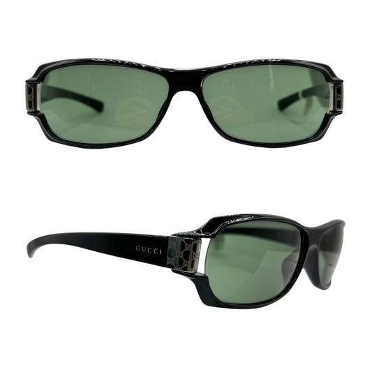 Gucci Black & Silver Monogram Side Rectangle Sunglasses GG2547/S