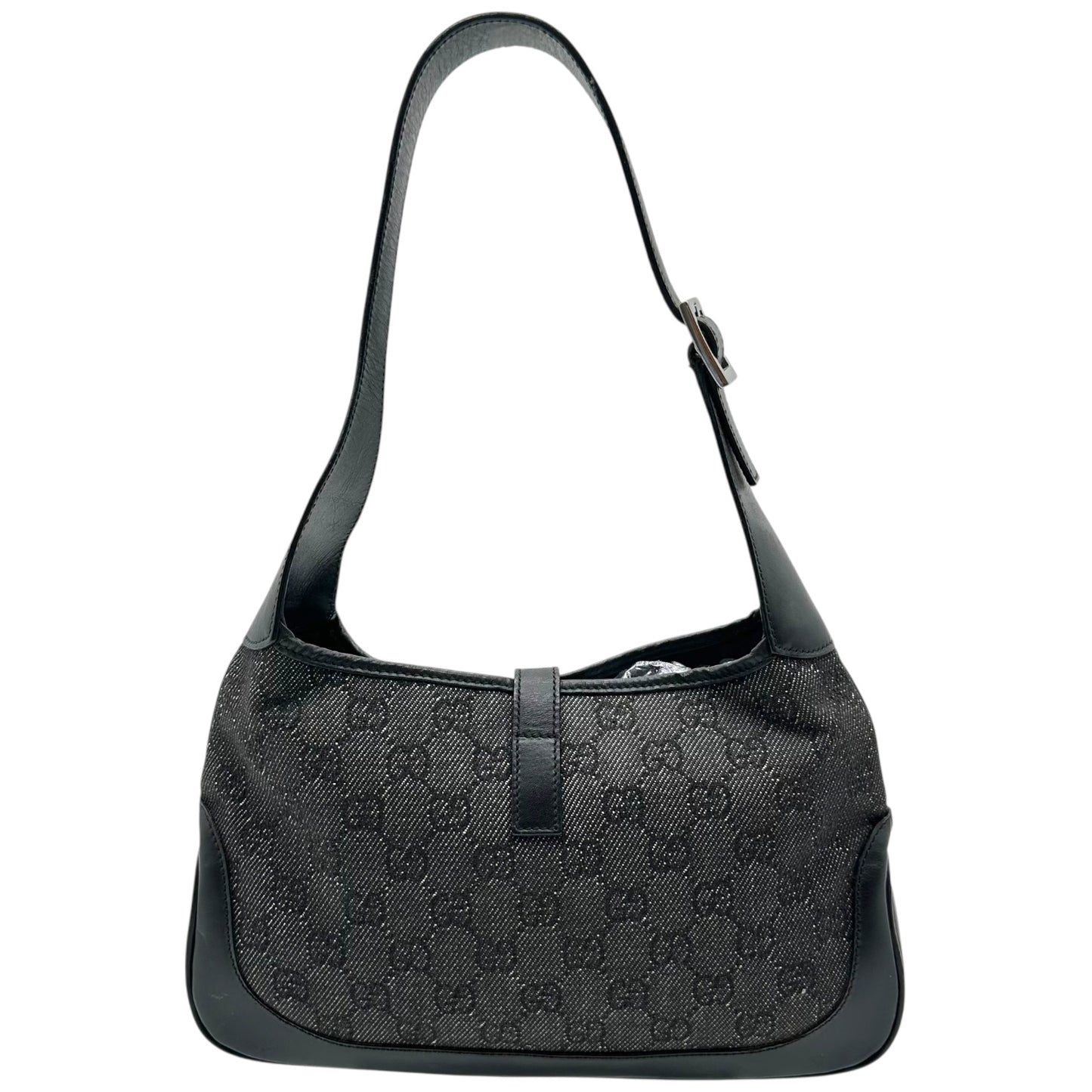 Gucci Gray Denim Monogram Shoulder Jackie Bag