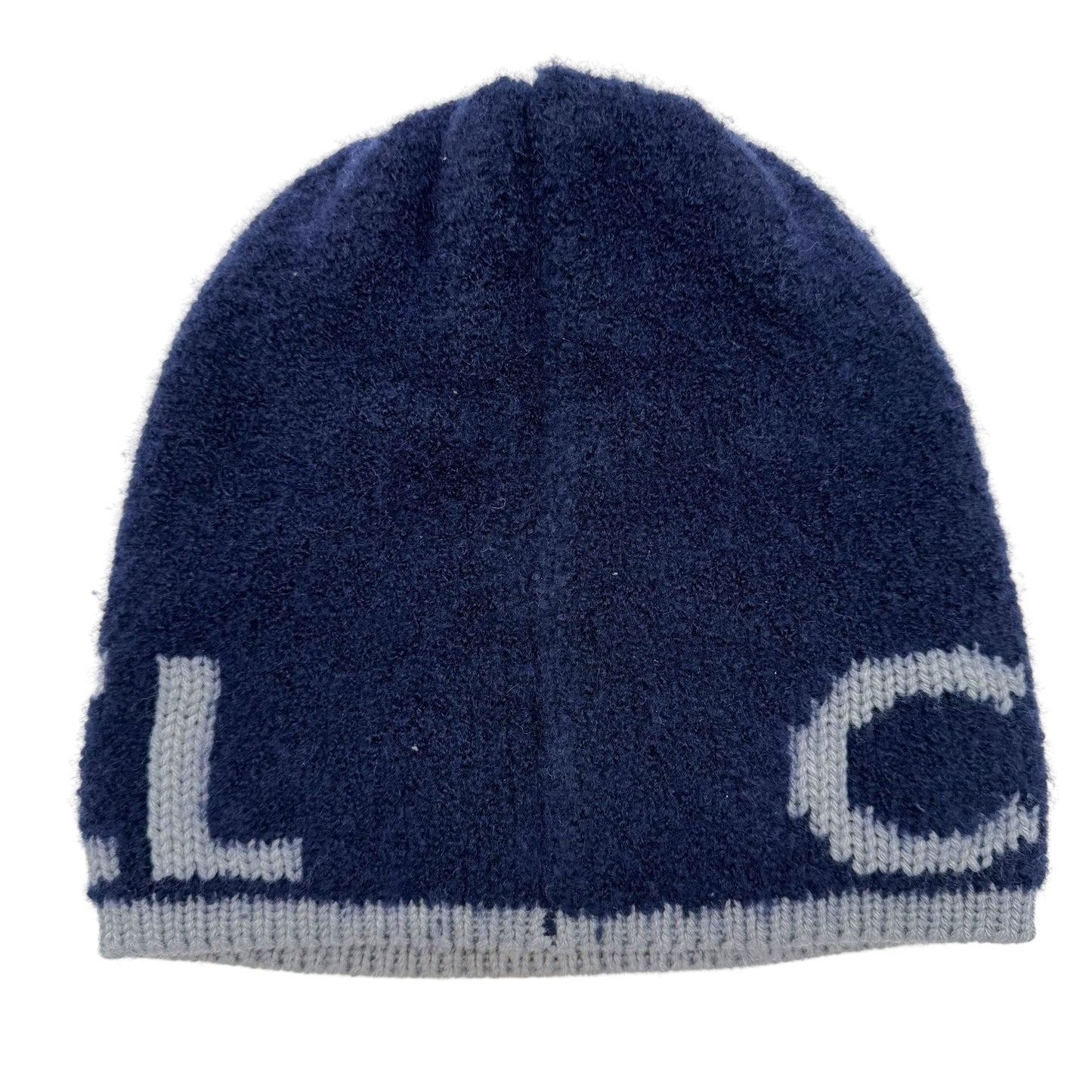 Chanel Navy Blue Cashmere Wool Logo Beanie Hat