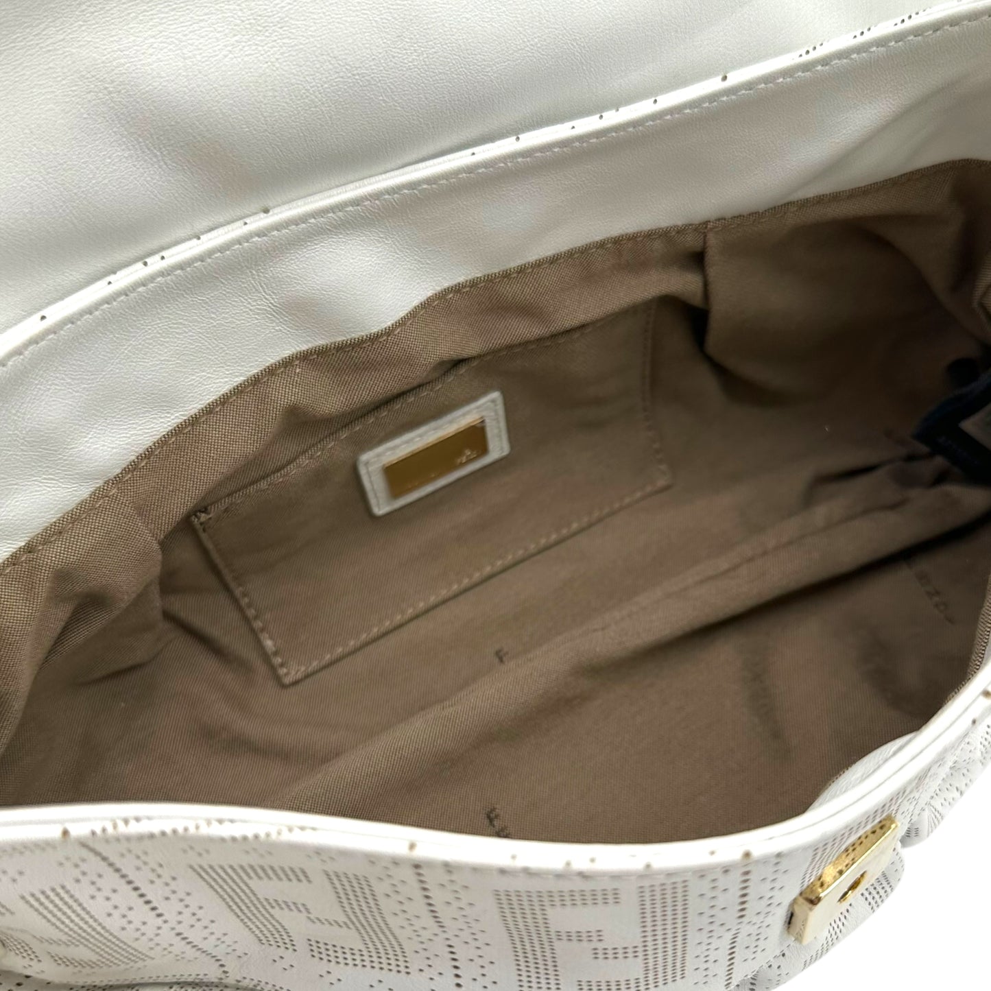 Fendi White Leather Zucca Embossed Chef Bag - Outfit Repeater