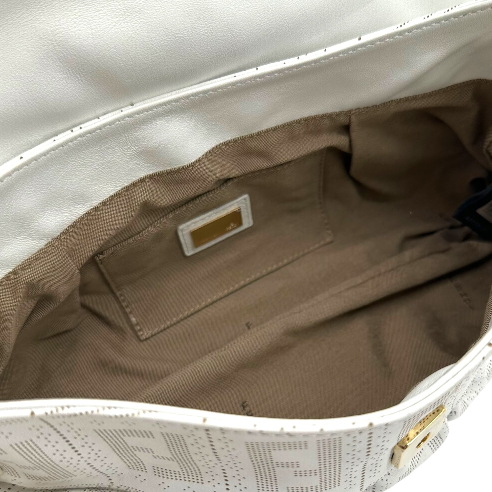 Fendi White Leather Zucca Embossed Chef Bag - Outfit Repeater