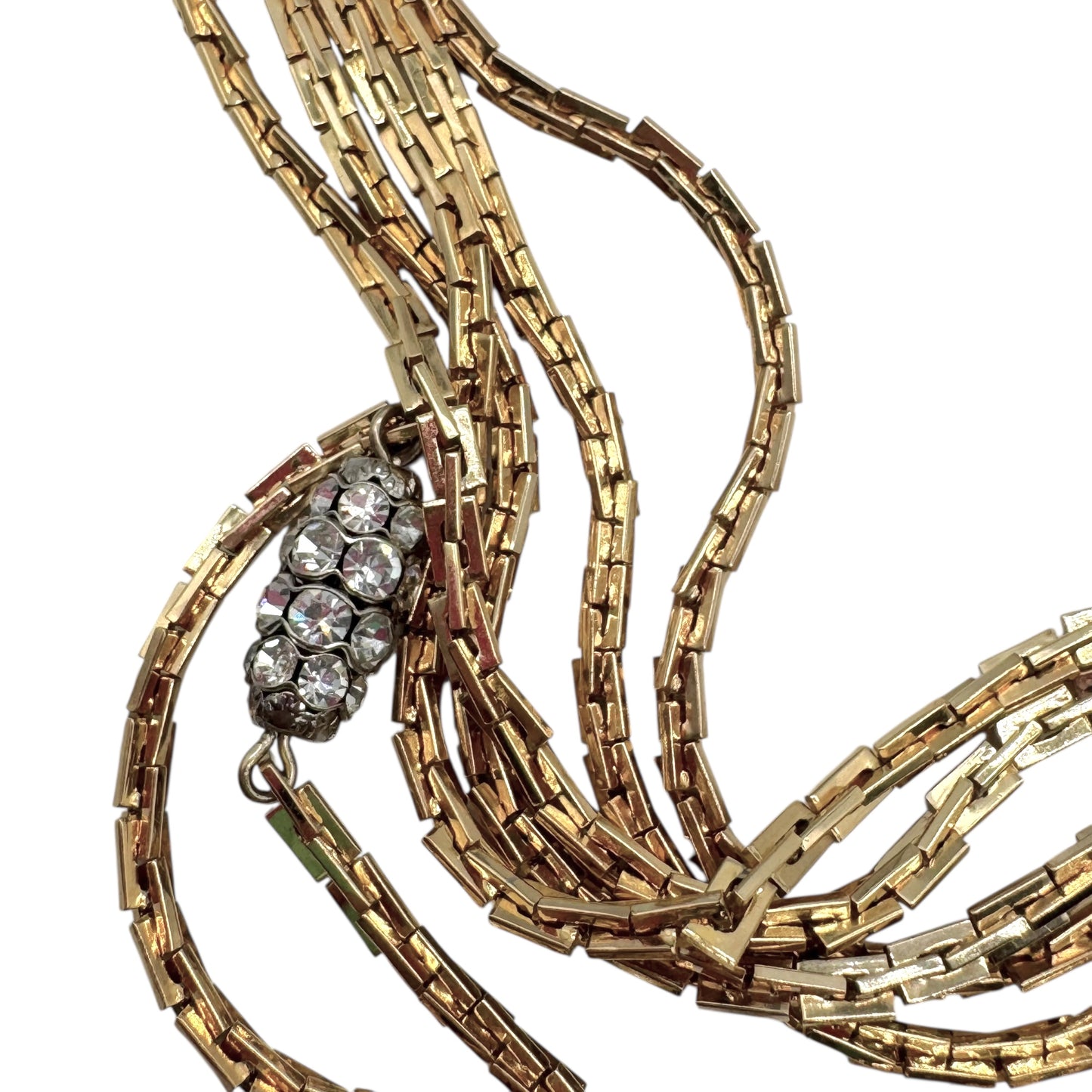 Christian Dior 80's Vintage 6-Strand Gold & Crystal Necklace