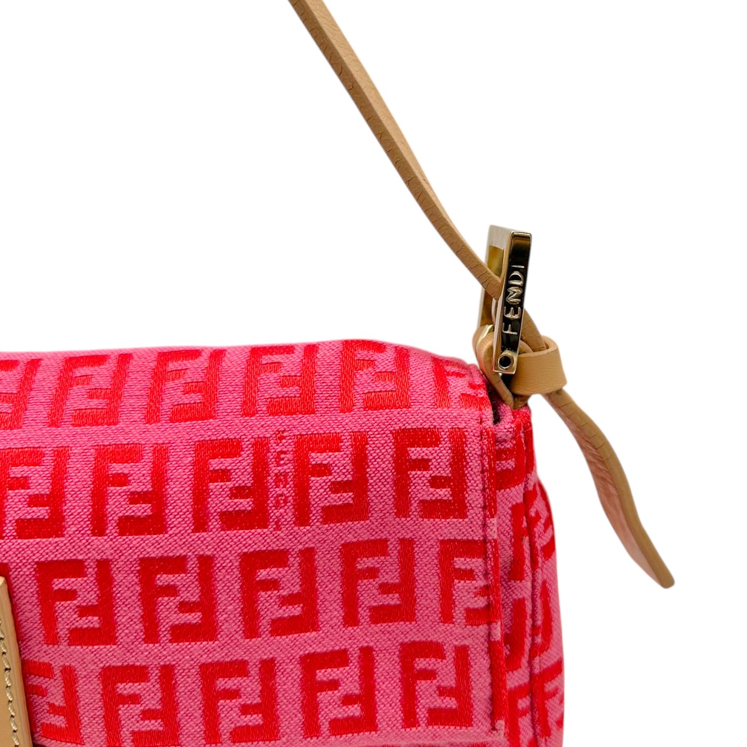 Fendi Baguette Bag Pink Red Zucchino Monogram