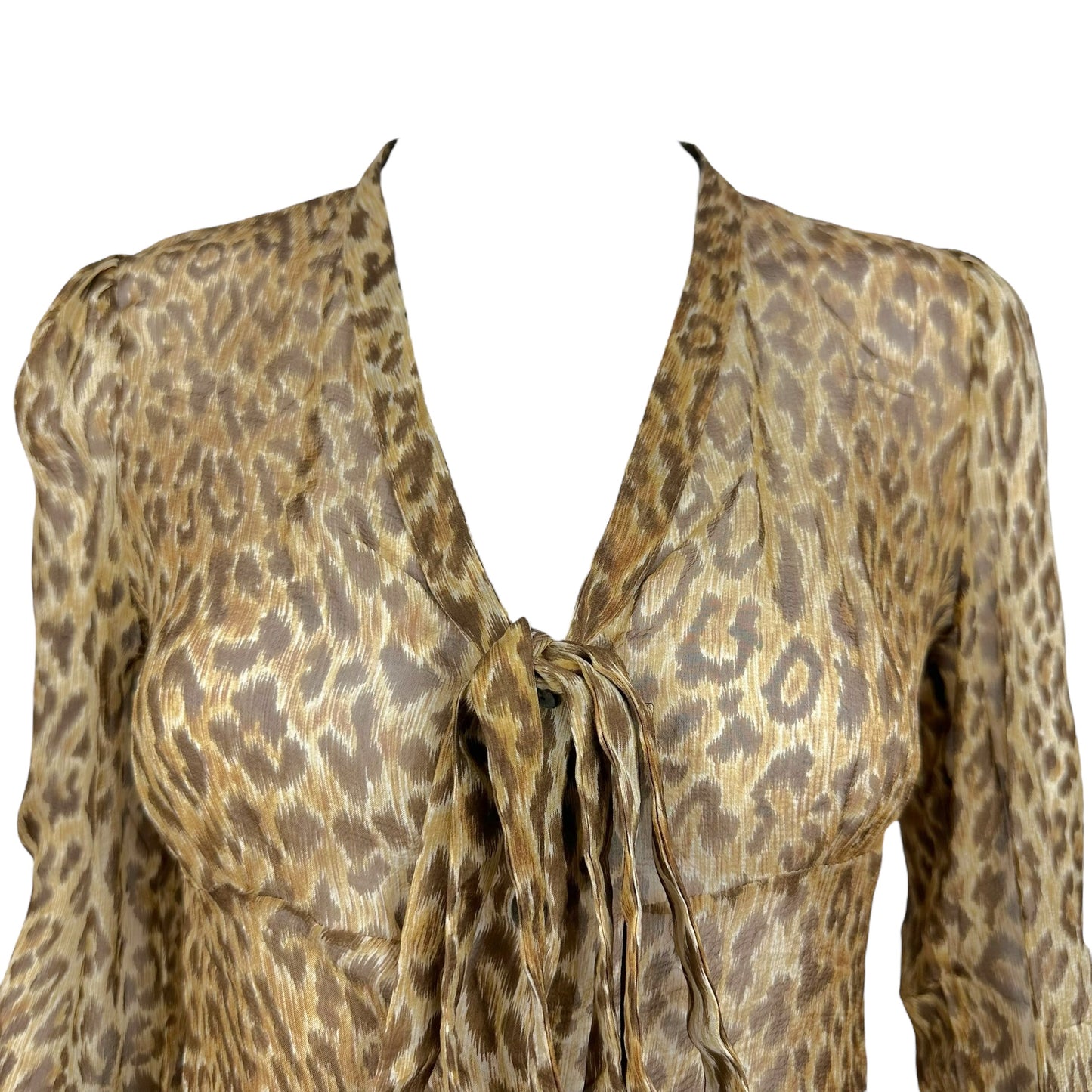 D&G Dolce & Gabbana Leopard Semi-Sheer Silk Blouse