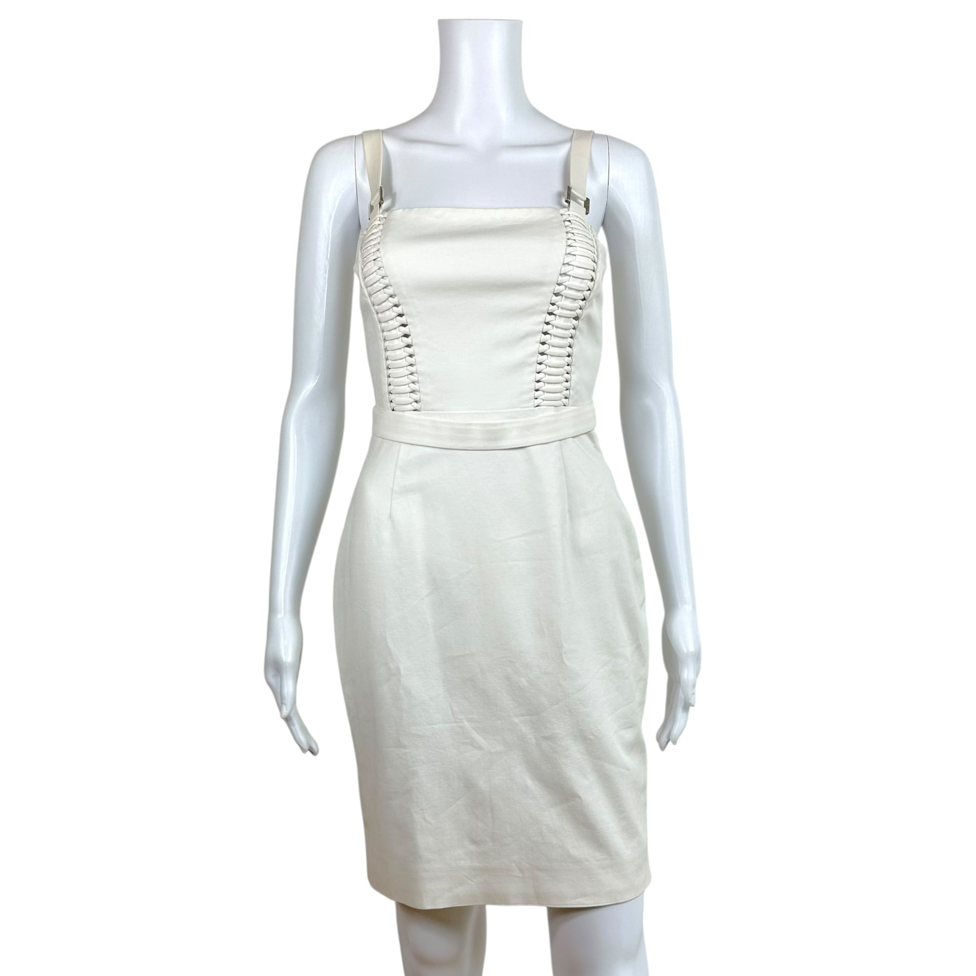 Gianni Versace White Lace Up Bustier Mini Dress
