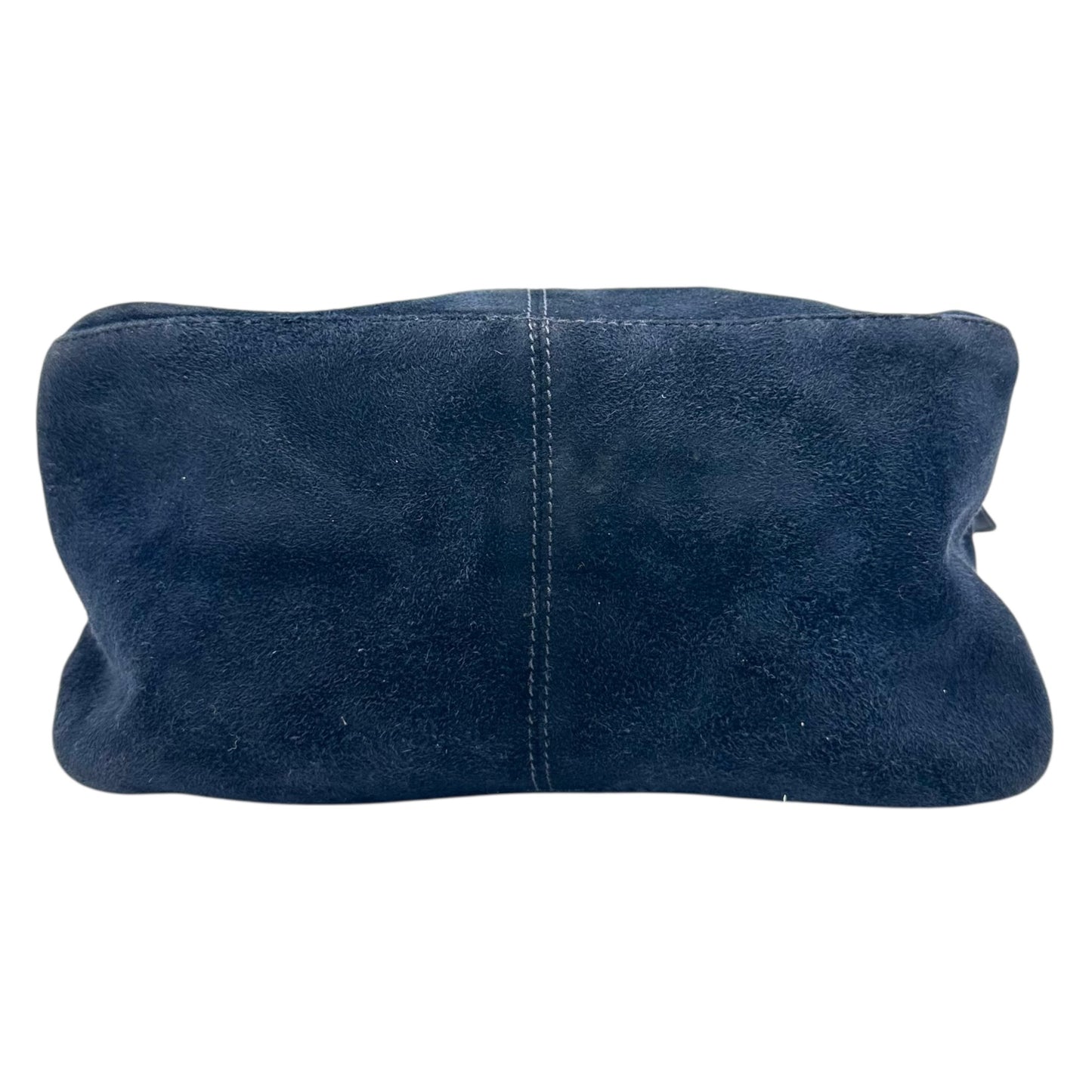 Fendi Navy Blue Suede Fold-Over Baguette Bag