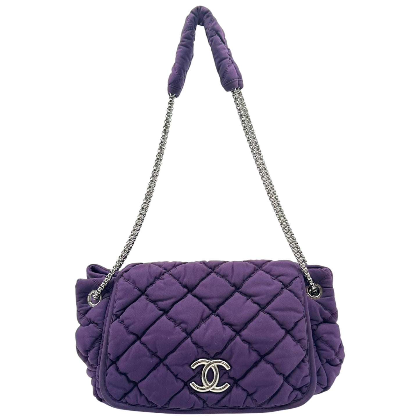 Chanel Purple Quilted Bubble Shoulder Flap Bag