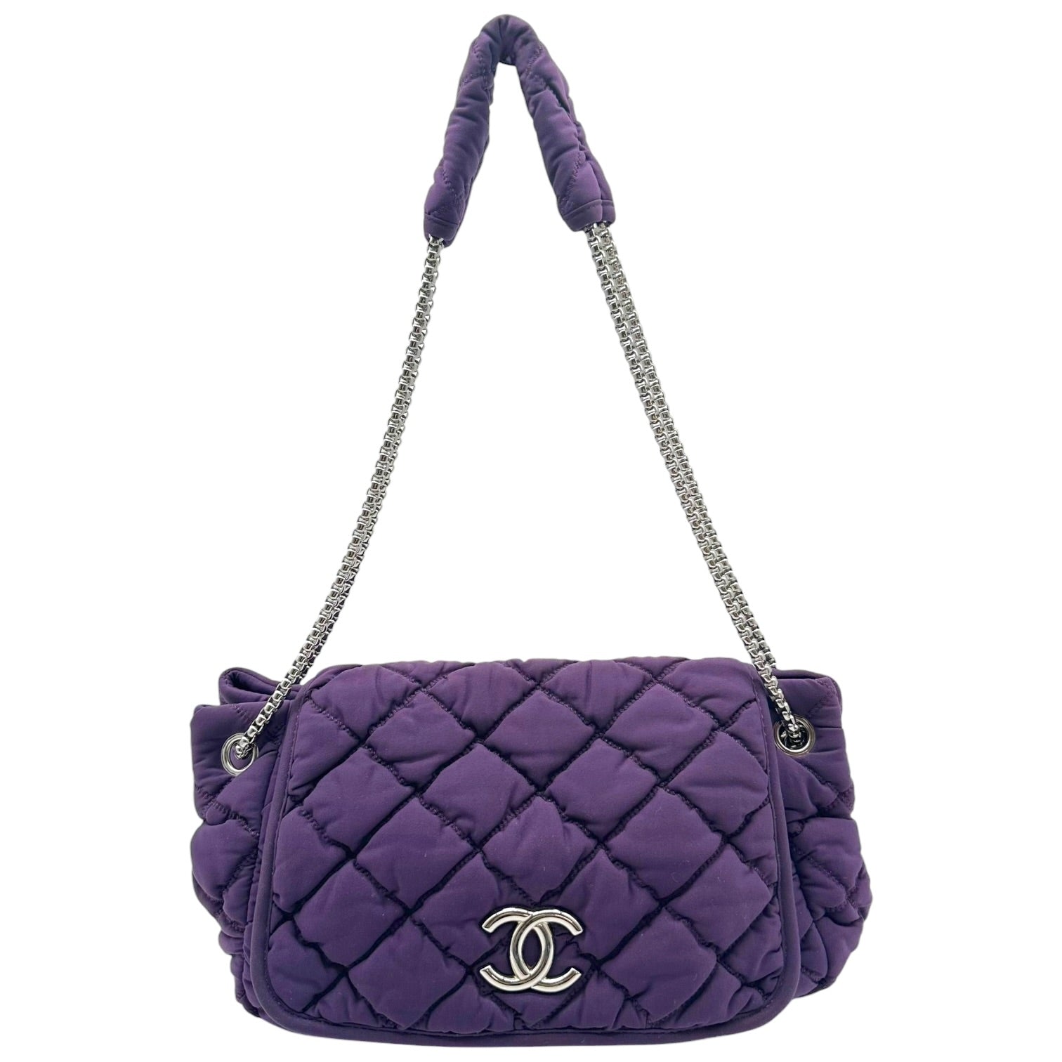 Chanel Purple Quilted Bubble Shoulder Flap Bag