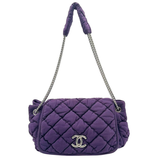 Chanel Eggplant Purple Quilted Bubble Shoulder Flap Bag 2008-09