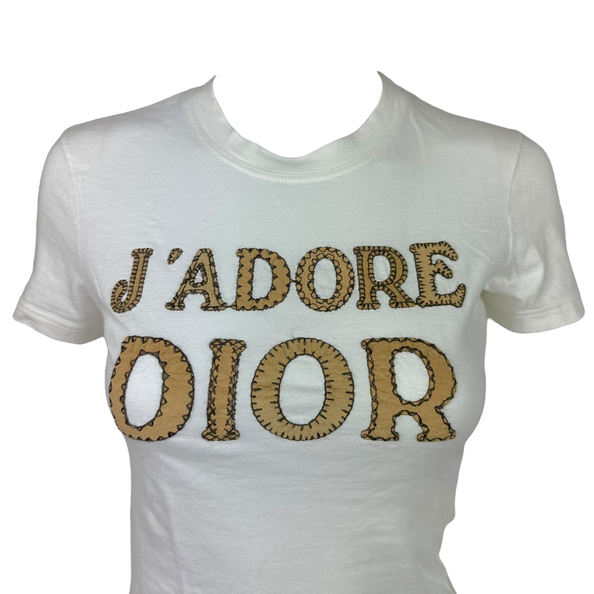 Christian Dior S/S 2003 Embroidered Suede J'Adore Dior T-Shirt - Outfit Repeater