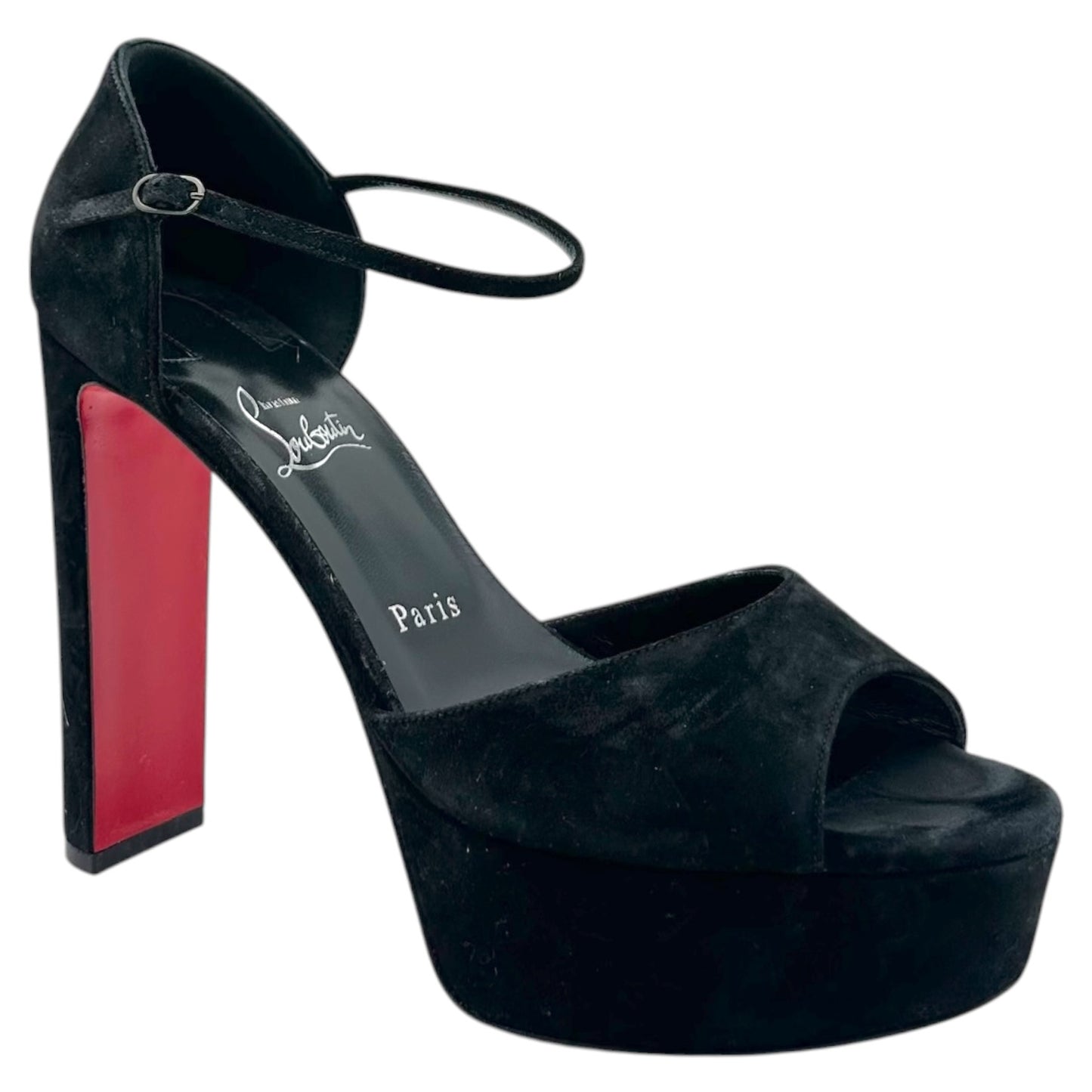 Christian Louboutin Black Suede Platform Sandal Heels