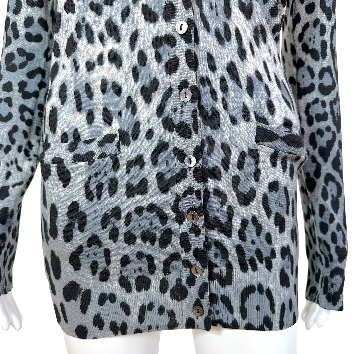 Dolce & Gabbana Gray Leopard Print Longline Cardigan