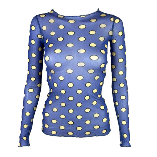 Jean Paul Gaultier Blue Polka Dot Mesh Longsleeve Top