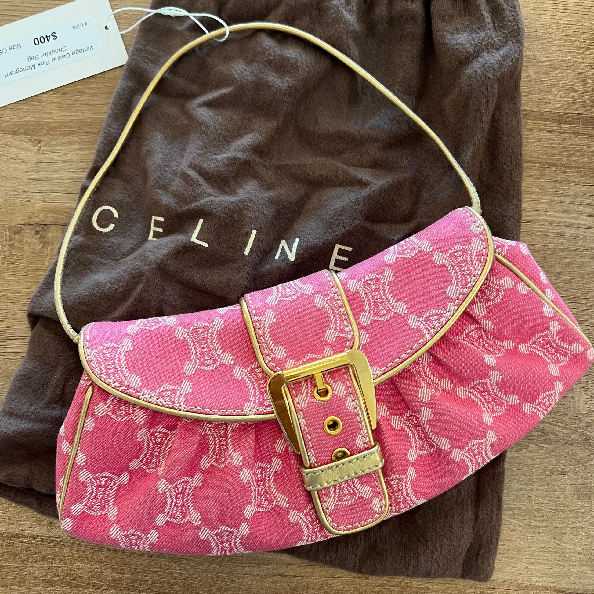 Celine Pink Monogram Shoulder Bag