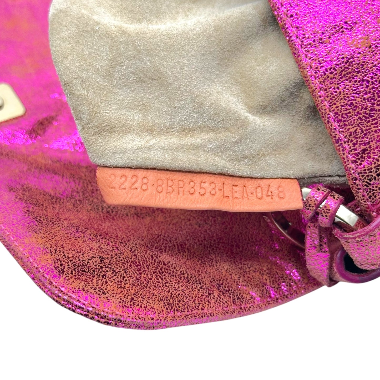 Fendi Metallic Hot Pink Suede Small Chef Shoulder Bag RARE