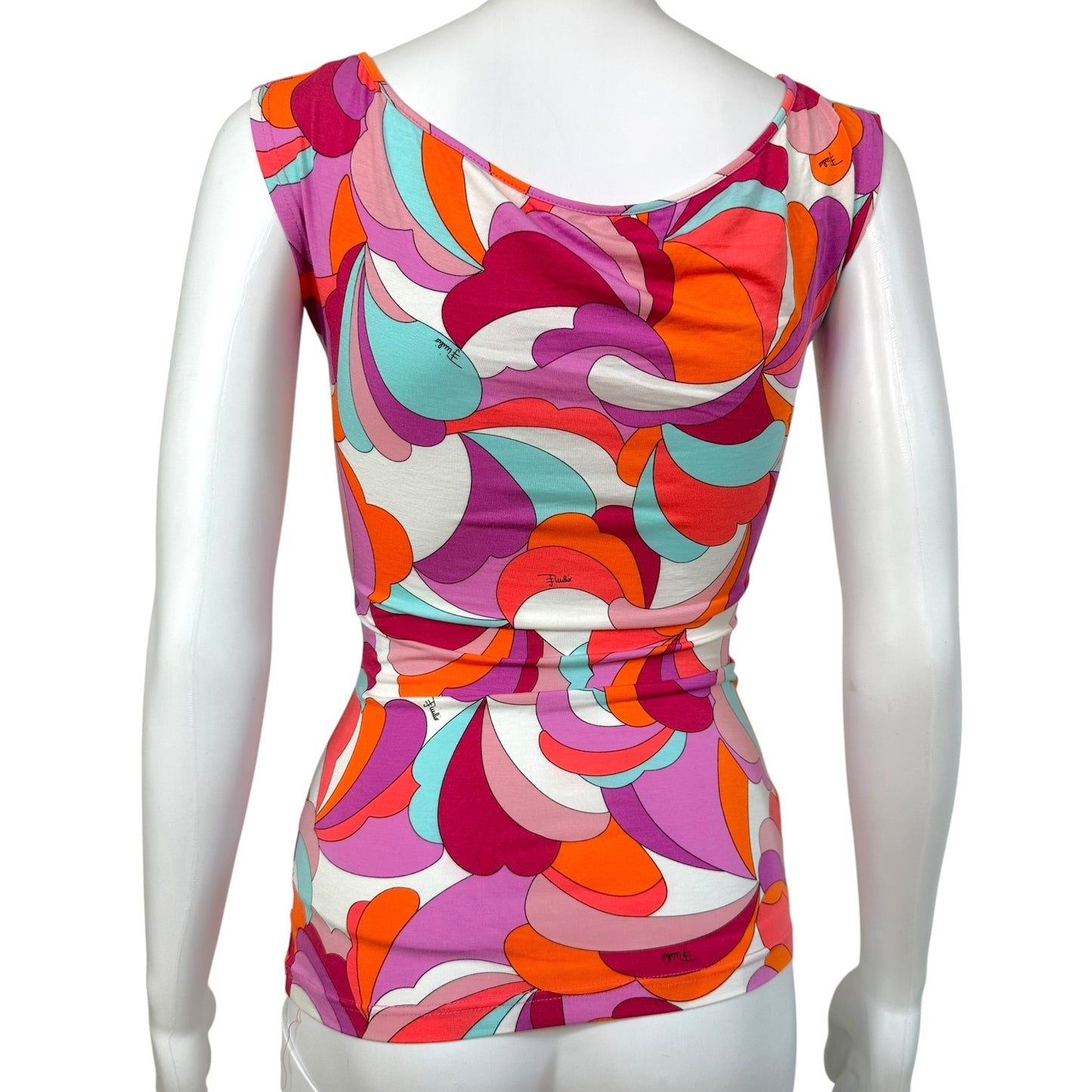 Emilio Pucci Blue Purple & Orange Printed Tank Top