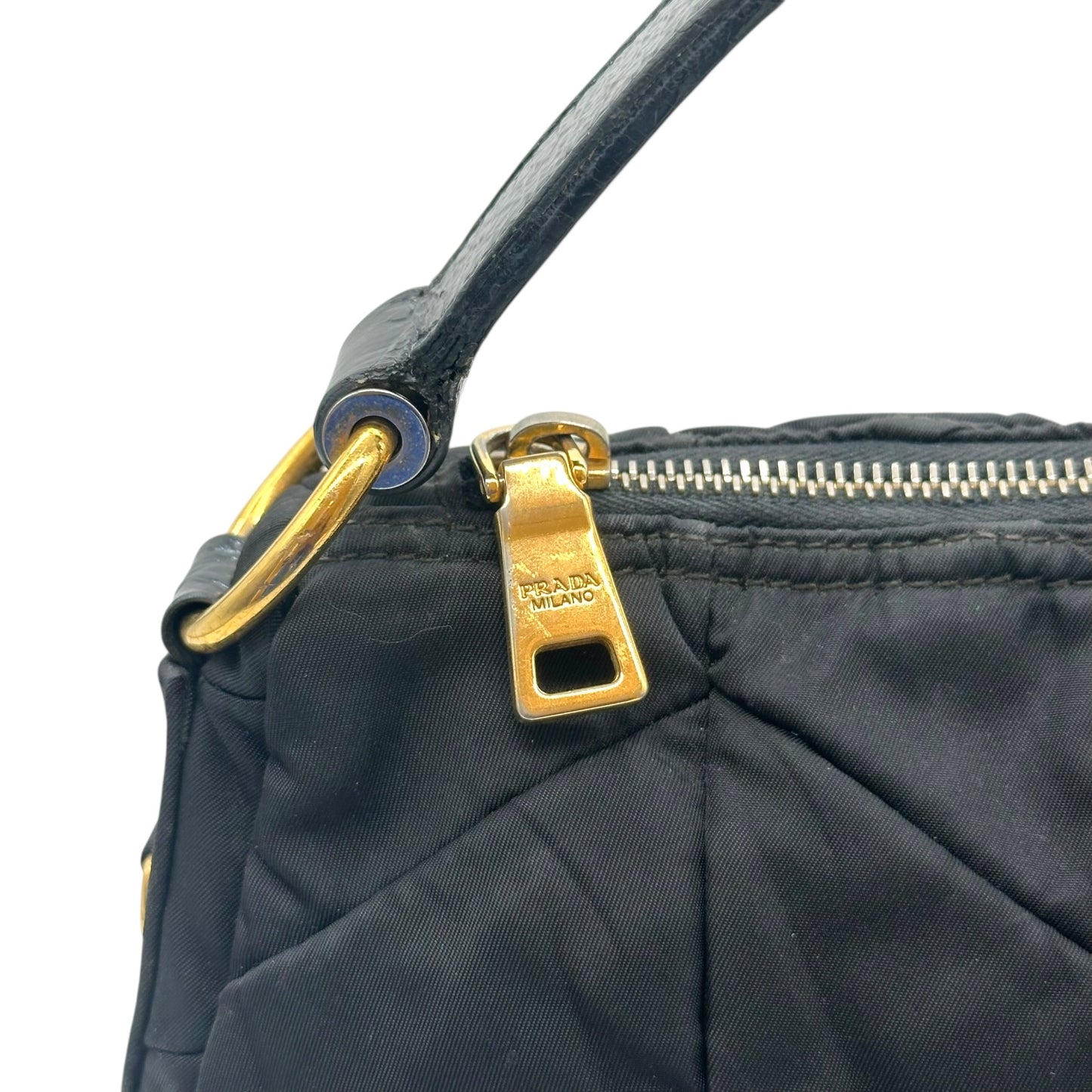 Prada Black & Gold Nylon Quilted Mini Bag - Outfit Repeater