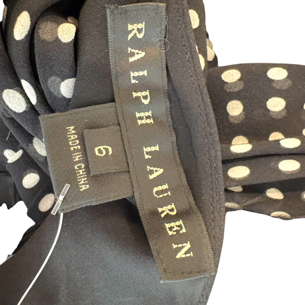Ralph Lauren Black Silk Polka Dot Sleeveless Blouse