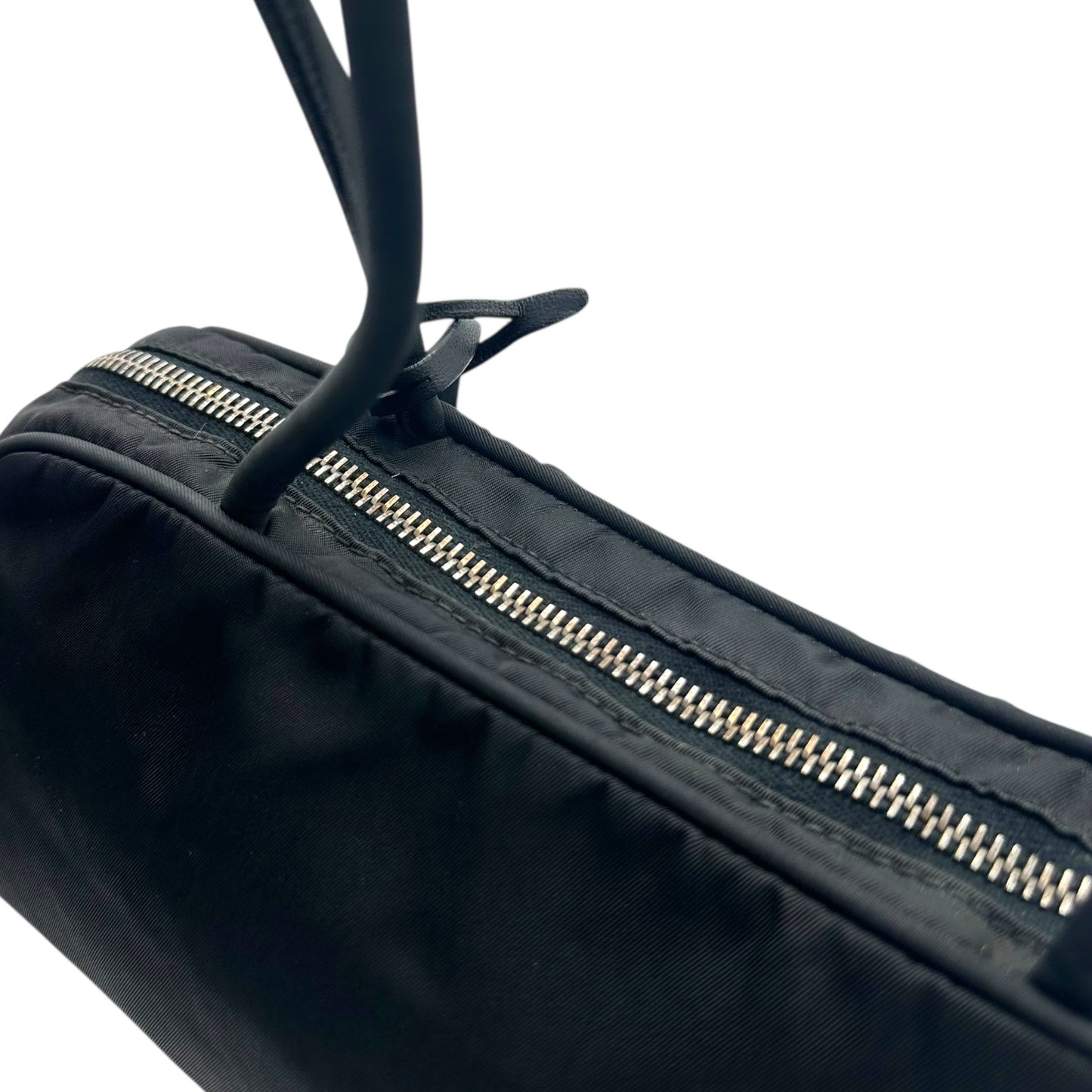 Prada Black Nylon East West Bowler Shoulder Bag