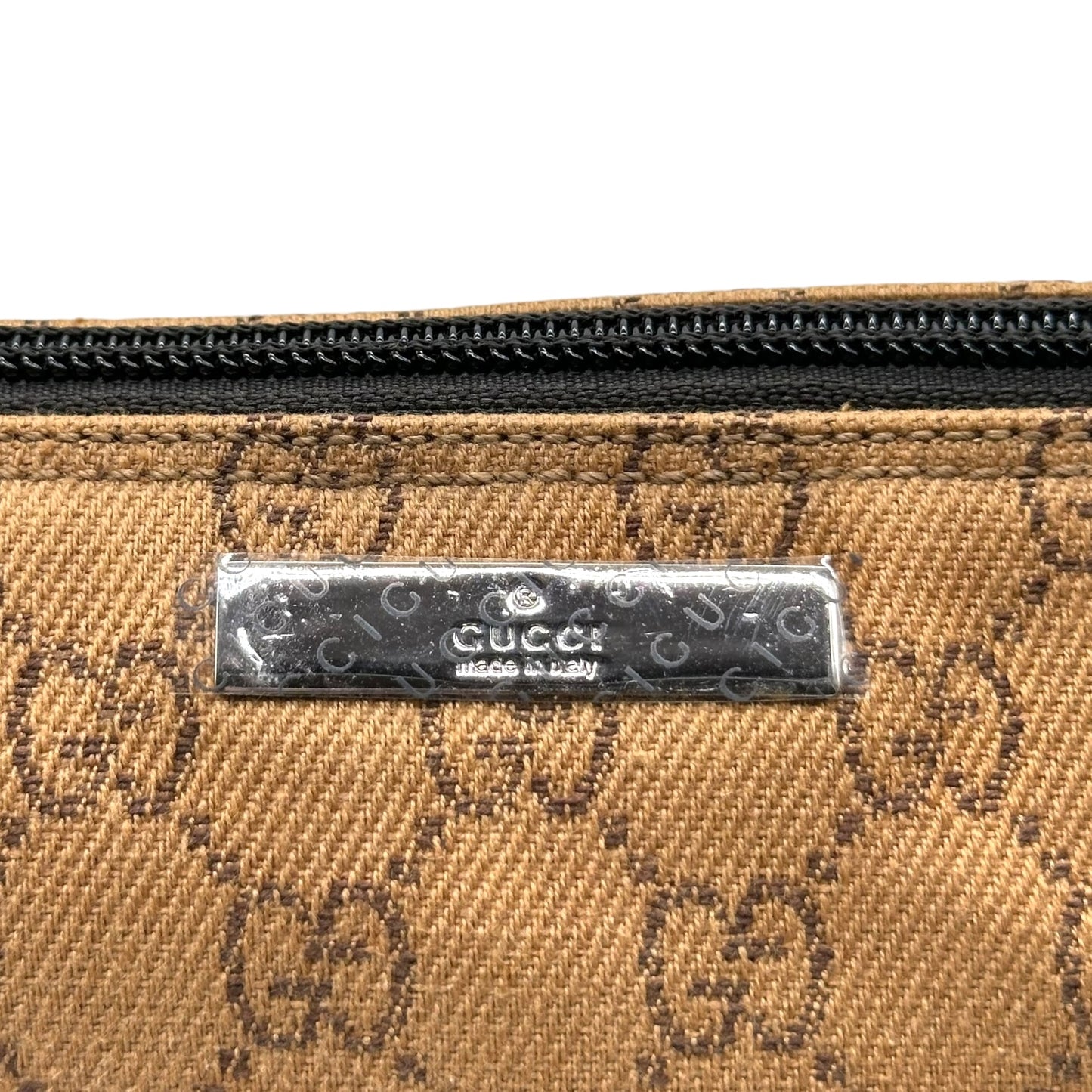Gucci Tan Monogram Canvas Pochette Bag