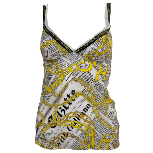 John Galliano Gazette News & Chain Print Semi-Sheer Cami NEW - Outfit Repeater